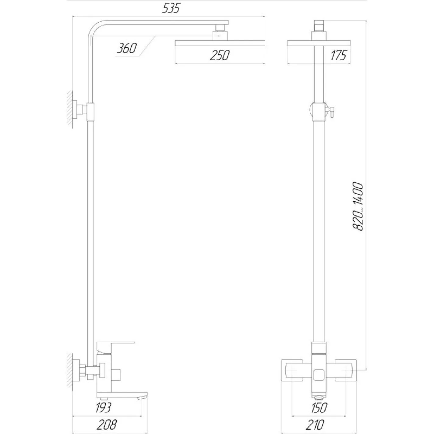 Душевая система Globus Lux Sicilia VAN-SBQ-SH-04-BB черный - Фото 3